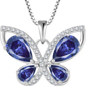 925 Sterling Silver Tanzanite Butterfly Pendant